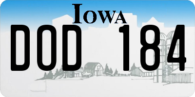 IA license plate DOD184