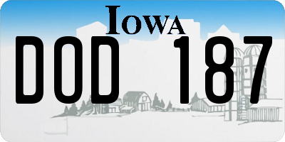 IA license plate DOD187