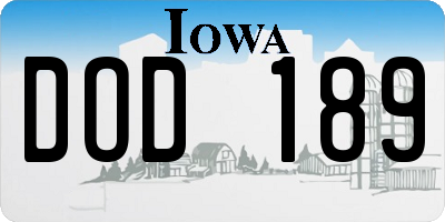 IA license plate DOD189