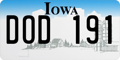 IA license plate DOD191