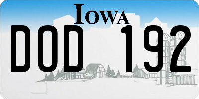 IA license plate DOD192