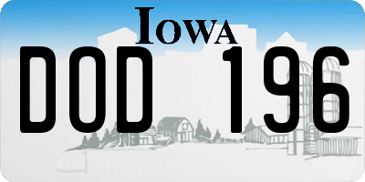 IA license plate DOD196