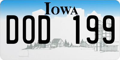 IA license plate DOD199