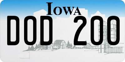 IA license plate DOD200