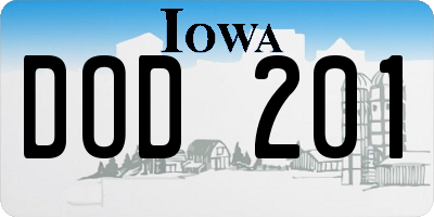 IA license plate DOD201