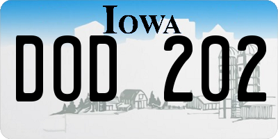 IA license plate DOD202