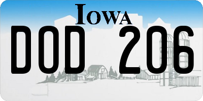 IA license plate DOD206