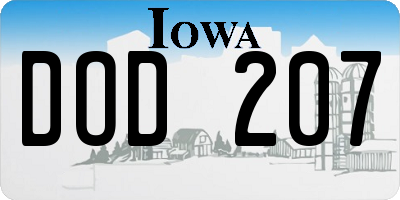 IA license plate DOD207
