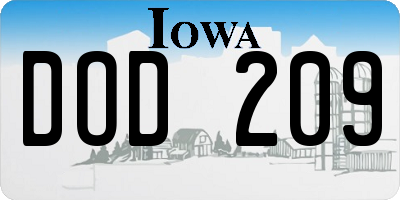 IA license plate DOD209