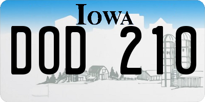 IA license plate DOD210
