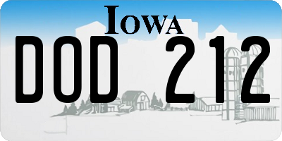 IA license plate DOD212