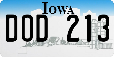 IA license plate DOD213