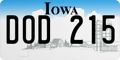 IA license plate DOD215