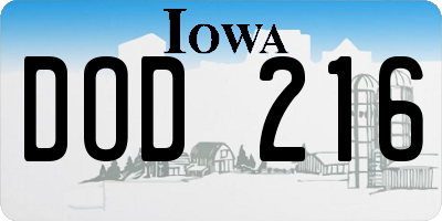 IA license plate DOD216