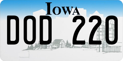IA license plate DOD220