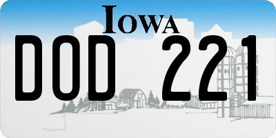 IA license plate DOD221