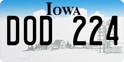 IA license plate DOD224
