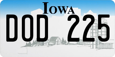 IA license plate DOD225