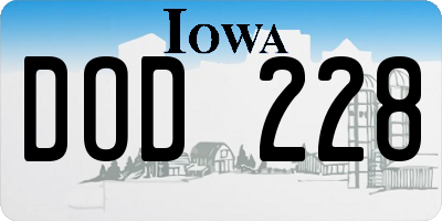 IA license plate DOD228