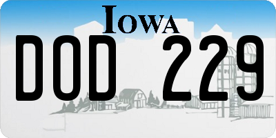IA license plate DOD229