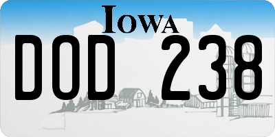 IA license plate DOD238