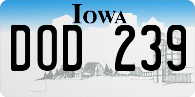 IA license plate DOD239