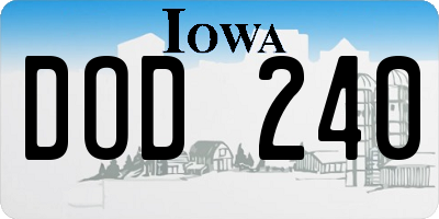 IA license plate DOD240