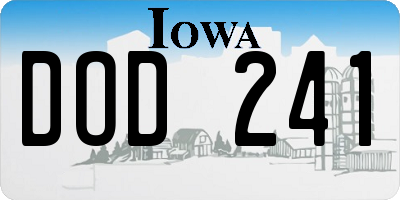 IA license plate DOD241
