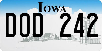 IA license plate DOD242
