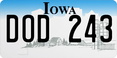 IA license plate DOD243