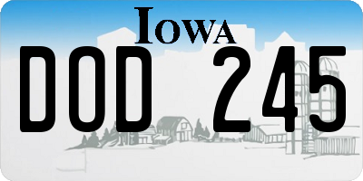 IA license plate DOD245