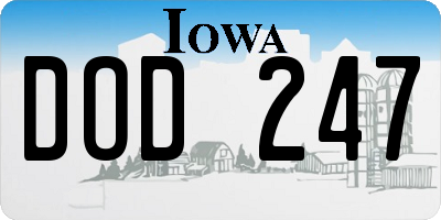 IA license plate DOD247