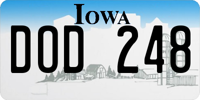 IA license plate DOD248