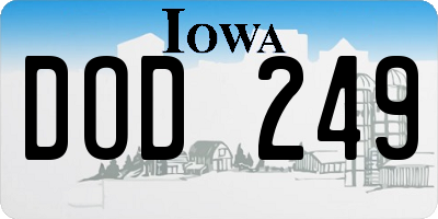 IA license plate DOD249