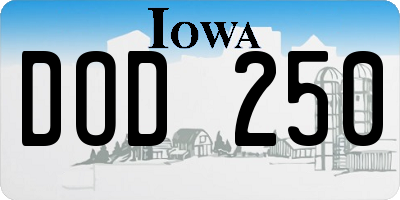 IA license plate DOD250