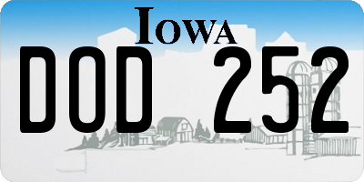 IA license plate DOD252