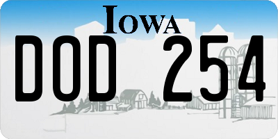 IA license plate DOD254