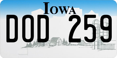 IA license plate DOD259