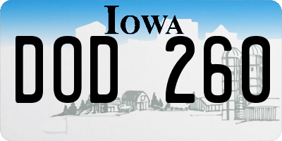 IA license plate DOD260