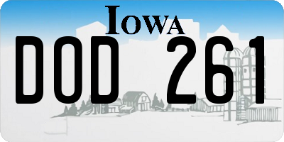 IA license plate DOD261