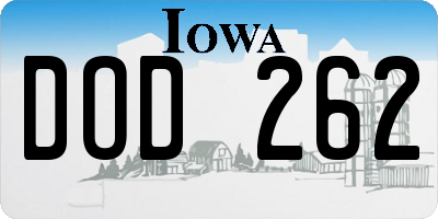 IA license plate DOD262