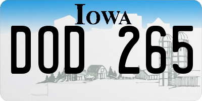 IA license plate DOD265