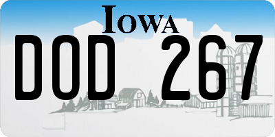 IA license plate DOD267