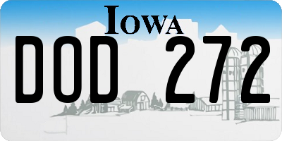 IA license plate DOD272