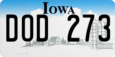 IA license plate DOD273