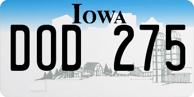 IA license plate DOD275