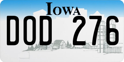 IA license plate DOD276