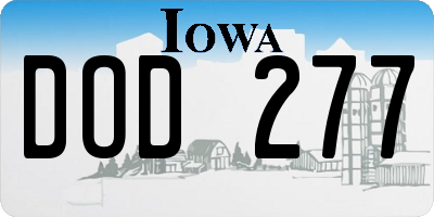 IA license plate DOD277