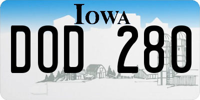 IA license plate DOD280