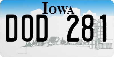 IA license plate DOD281